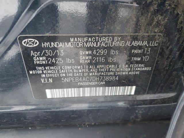 5NPEB4AC7DH738984 - 2013 HYUNDAI SONATA GLS BLUE photo 12