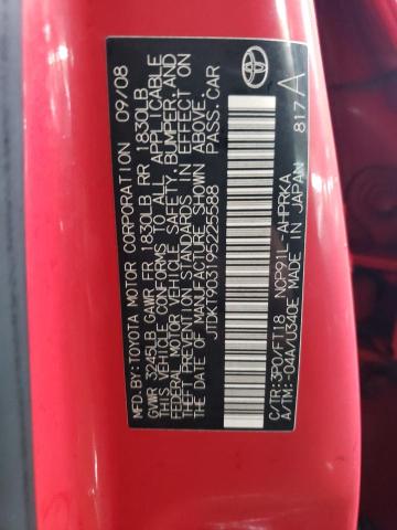 JTDKT903195225588 - 2009 TOYOTA YARIS RED photo 13