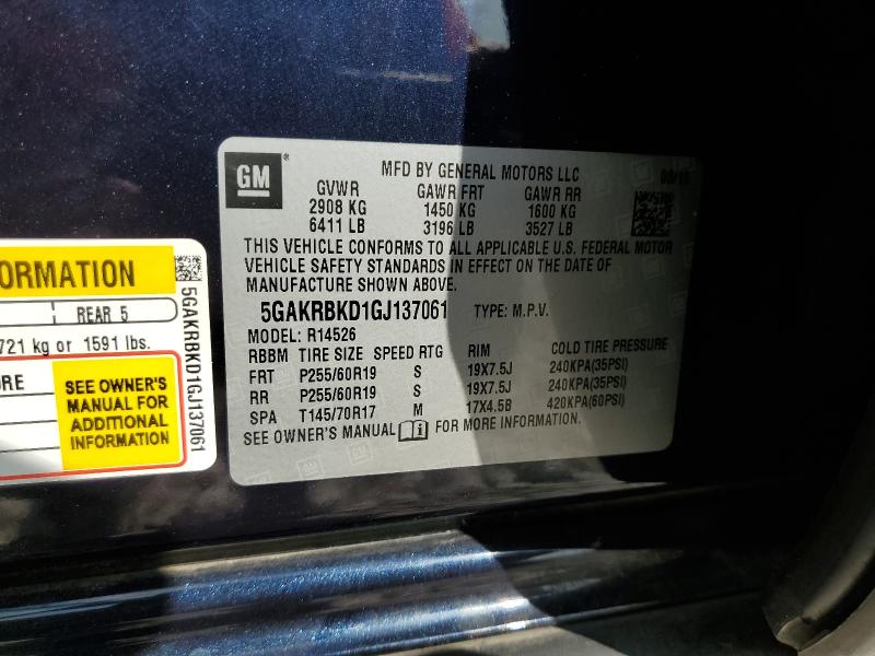 5GAKRBKD1GJ137061 - 2016 BUICK ENCLAVE ლურჯი ფოტო 13