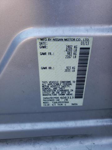 1N4AZ0CP4DC406313 - 2013 NISSAN LEAF S SILVER photo 12