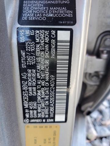 WDBEA32E5SC240769 - 1995 MERCEDES-BENZ E 320 BASE SILVER photo 12
