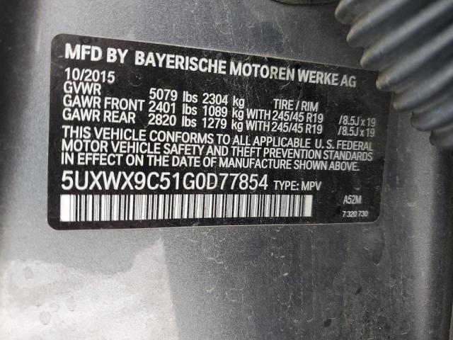 5UXWX9C51G0D77854 - 2016 BMW X3 XDRIVE28I GRAY photo 12