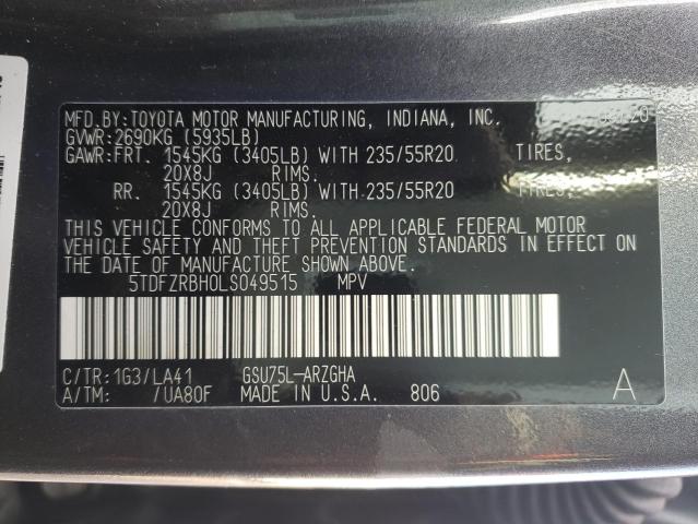 5TDFZRBH0LS049515 - 2020 TOYOTA HIGHLANDER PLATINUM BLACK photo 14