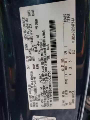 1FT7W2B6XHED03750 - 2017 FORD F250 SUPER DUTY ლურჯი ფოტო 12