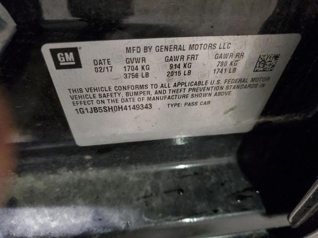 1G1JB5SH0H4149343 - 2017 CHEVROLET SONIC LS BLACK photo 12