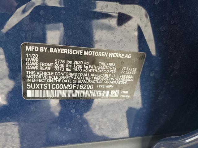 5UXTS1C00M9F16290 - 2021 BMW X3 XDRIVE30E BLUE photo 13