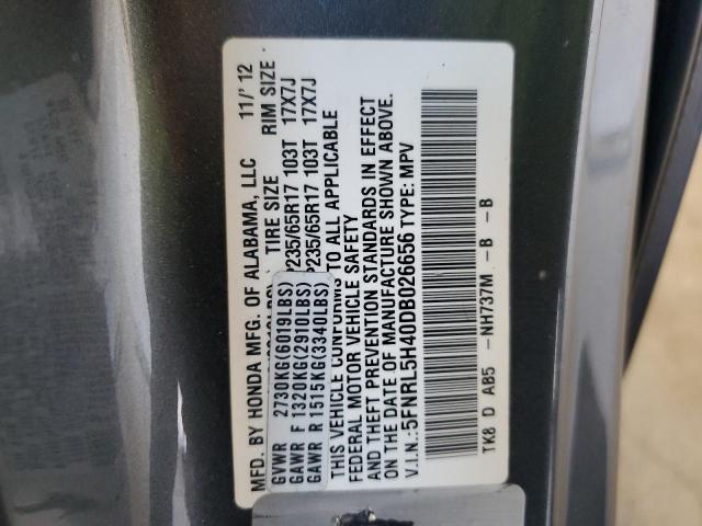 5FNRL5H40DB026656 - 2013 HONDA ODYSSEY EX GRAY photo 13