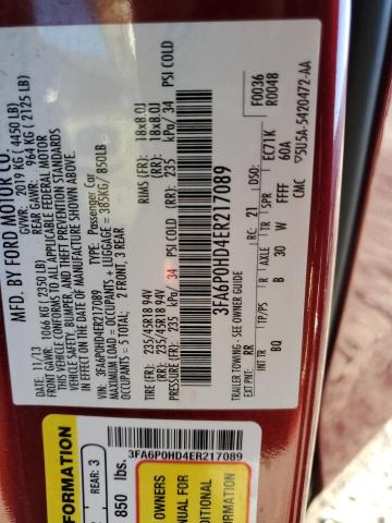 3FA6P0HD4ER217089 - 2014 FORD FUSION SE RED photo 13