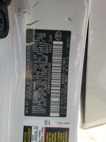 4T1BK1EB5DU049496 - 2013 TOYOTA AVALON BASE Weiß Foto 13