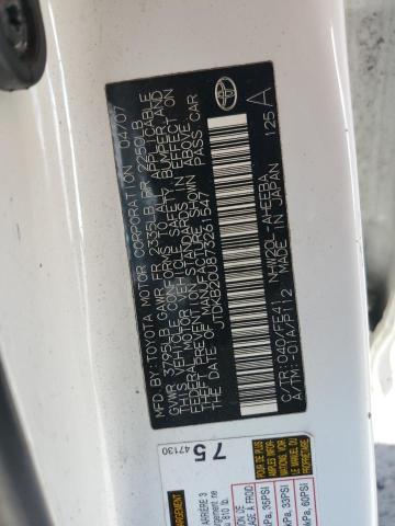 JTDKB20U873261547 - 2007 TOYOTA PRIUS WHITE photo 12