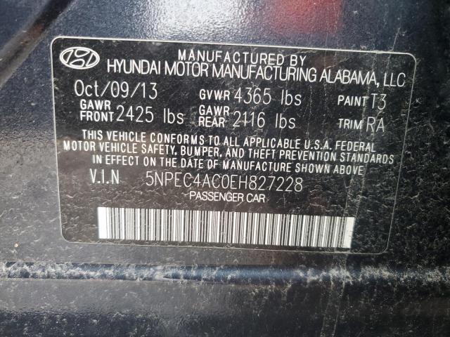 5NPEC4AC0EH827228 - 2014 HYUNDAI SONATA SE BLUE photo 13