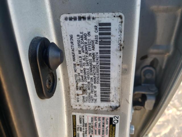 5Y2SL63885Z424274 - 2005 PONTIAC VIBE SILVER photo 12