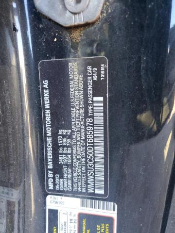 WMWSU3C50DT685978 - 2013 MINI COOPER BLACK photo 12