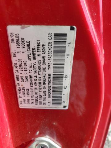 1HGCM72657A002599 - 2007 HONDA ACCORD EX 红色 照片 12