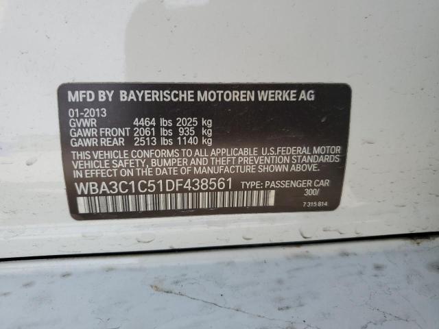 WBA3C1C51DF438561 - 2013 BMW 328 I SULEV WHITE photo 12