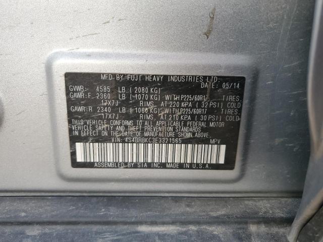 4S4BRBKC3E3321565 - 2014 SUBARU OUTBACK 2.5I LIMITED SILVER photo 12