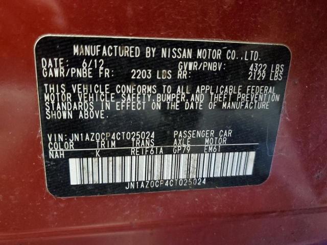 JN1AZ0CP4CT025024 - 2012 NISSAN LEAF SV RED photo 12