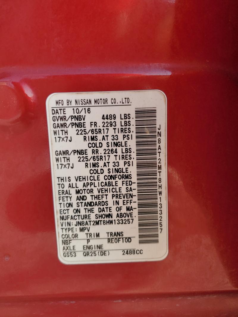 JN8AT2MT8HW133257 - 2017 NISSAN ROGUE S Qırmızı foto 13