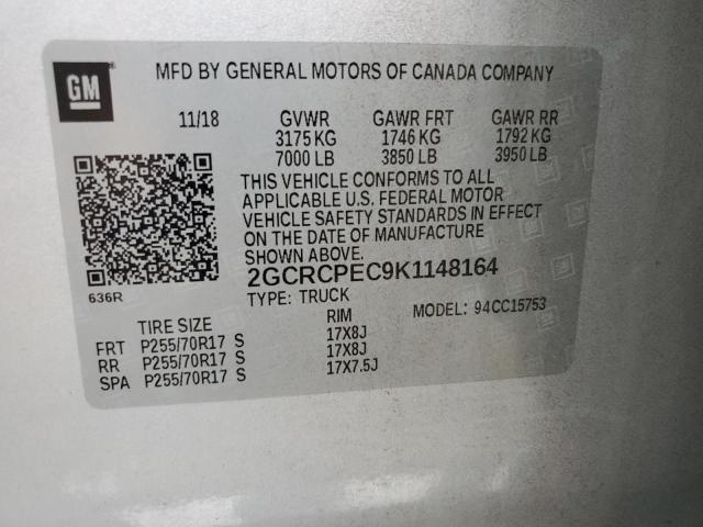 2GCRCPEC9K1148164 - 2019 CHEVROLET SILVERADO C1500 LT SILVER photo 12