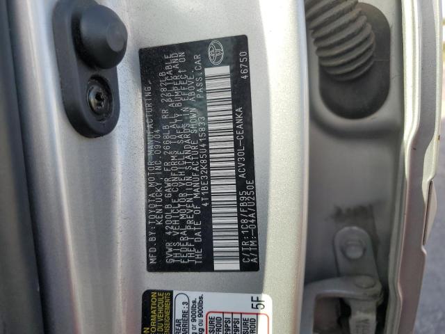 4T1BE32K85U415833 - 2005 TOYOTA CAMRY LE Күміс фото 12