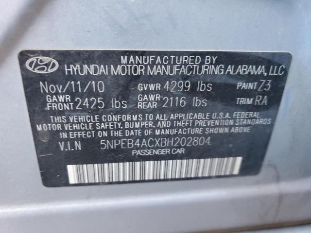 5NPEB4ACXBH202804 - 2011 HYUNDAI SONATA GLS BLUE photo 12