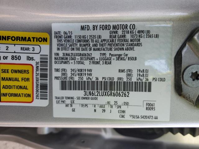 3LN6L2LUXGR606262 - 2016 LINCOLN MKZ HYBRID SILVER photo 12