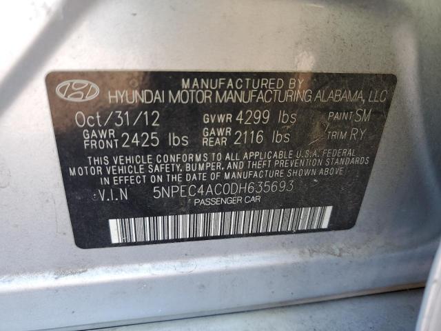 5NPEC4AC0DH635693 - 2013 HYUNDAI SONATA SE SILVER photo 12