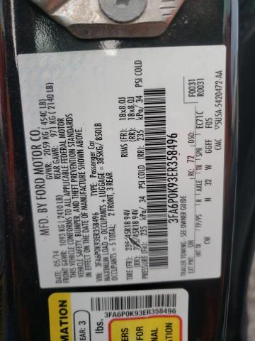 3FA6P0K93ER358496 - 2014 FORD FUSION TITANIUM BLACK photo 13