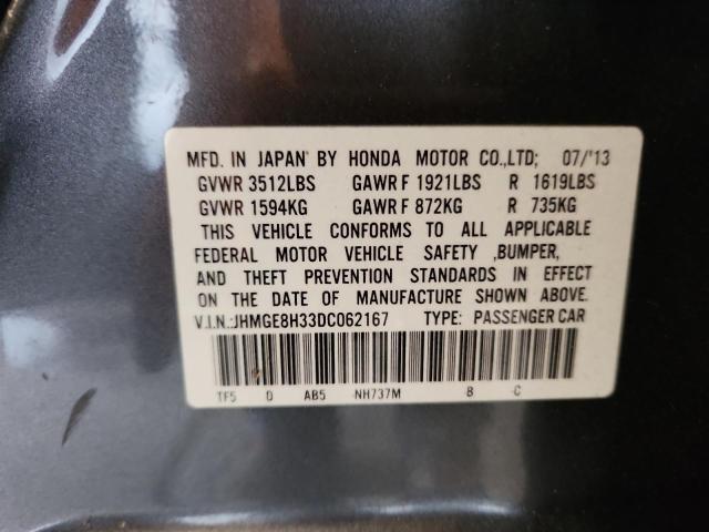 JHMGE8H33DC062167 - 2013 HONDA FIT GRAY photo 12
