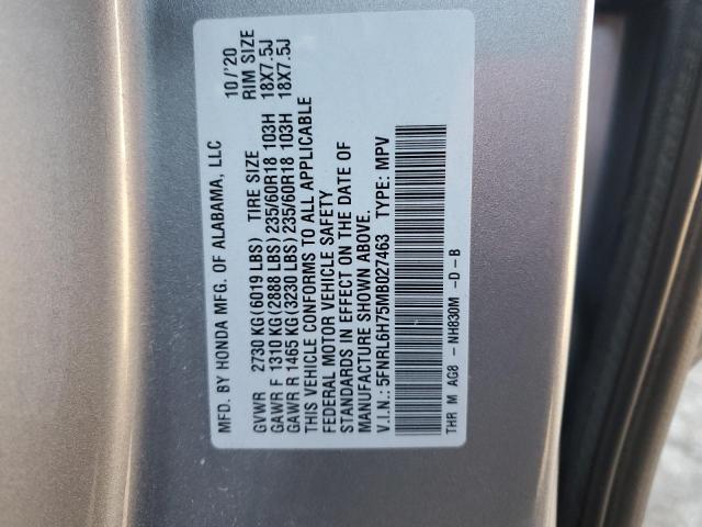 5FNRL6H75MB027463 - 2021 HONDA ODYSSEY EXL SILVER photo 13