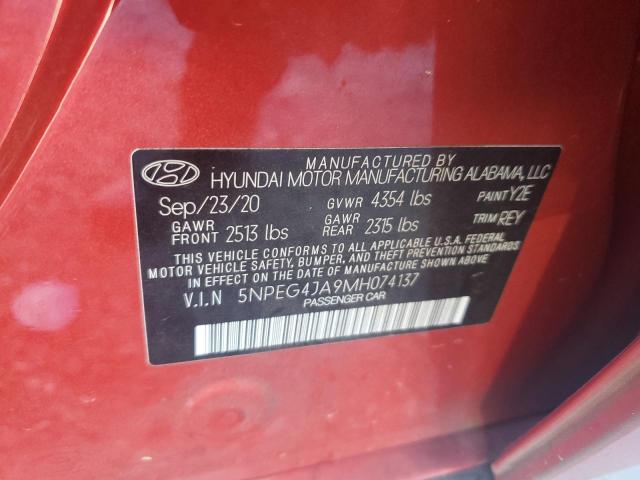 5NPEG4JA9MH074137 - 2021 HYUNDAI SONATA SE 红色 照片 12