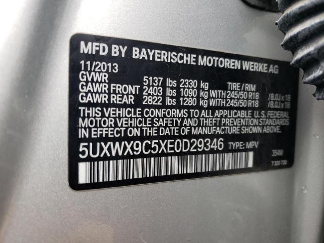 5UXWX9C5XE0D29346 - 2014 BMW X3 XDRIVE28I SILVER photo 13