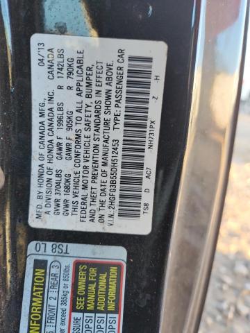 2HGFG3B55DH512453 - 2013 HONDA CIVIC LX BLACK photo 12