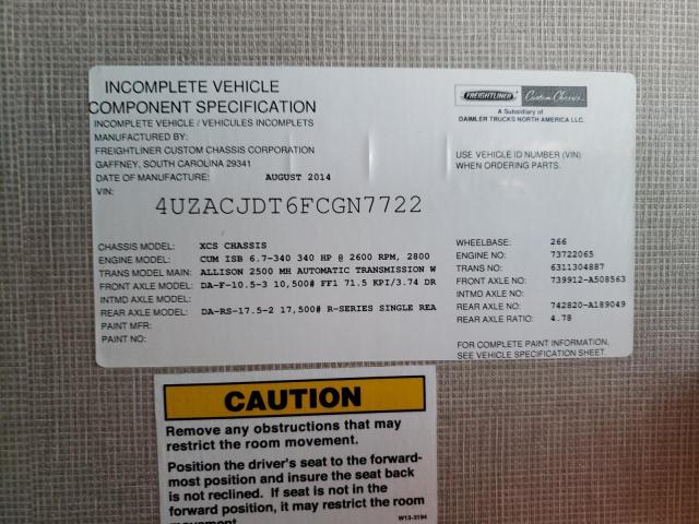 4UZACJDT6FCGN7722 - 2015 FREIGHTLINER CHASSIS XC ორფეროვანი ფოტო 10