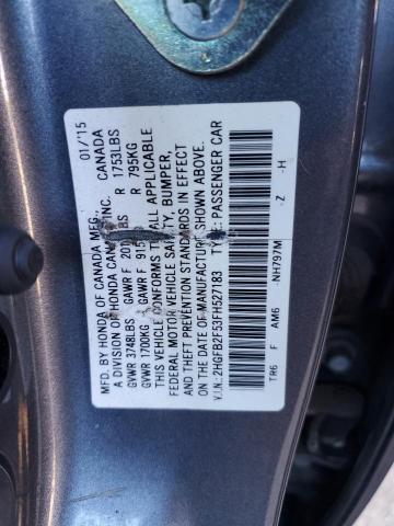 2HGFB2F53FH527183 - 2015 HONDA CIVIC LX GRAY photo 12