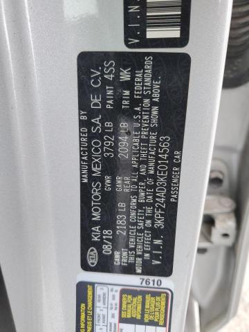 3KPF24AD3KE014563 - 2019 KIA FORTE FE Gümüş foto 12