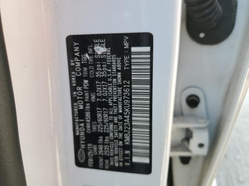 KM8J23A45KU973612 - 2019 HYUNDAI TUCSON SE Ağ foto 10