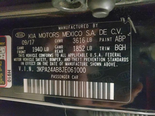 3KPA24AB8JE061000 - 2018 KIA RIO LX BLACK photo 12