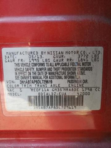 3N1AB7AP8DL729619 - 2013 NISSAN SENTRA S BURGUNDY photo 12