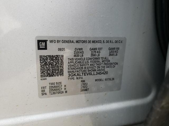 3GKALTEV6LL345420 - 2020 GMC TERRAIN SLE SILVER photo 13