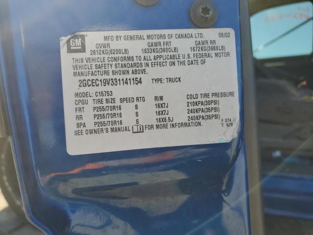 2GCEC19V331141154 - 2003 CHEVROLET SILVERADO C1500 Blau Foto 12