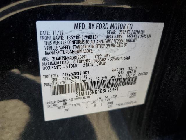 2LMHJ5NK4DBL55491 - 2013 LINCOLN MKT BLACK photo 12