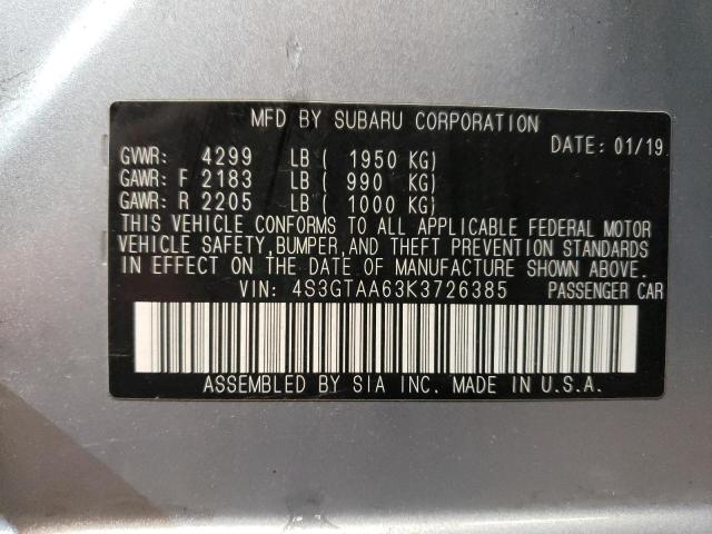 4S3GTAA63K3726385 - 2019 SUBARU IMPREZA SILVER photo 13