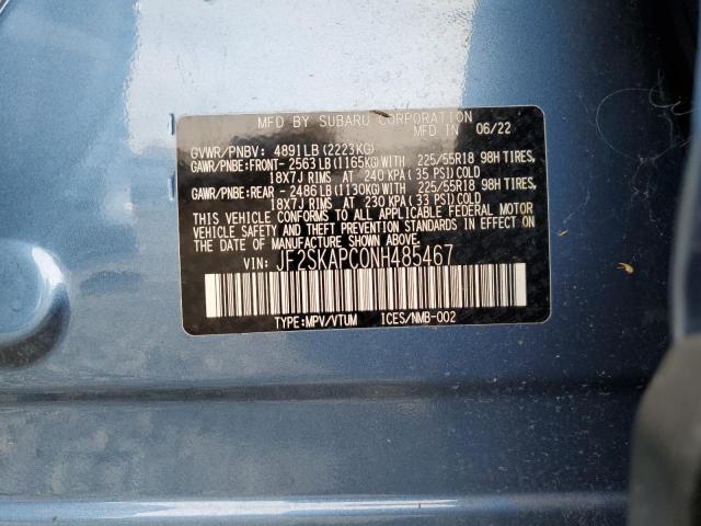 JF2SKAPC0NH485467 - 2022 SUBARU FORESTER LIMITED Niebieski zdjęcie 13