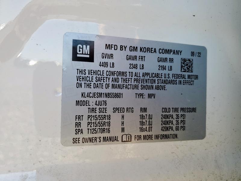 KL4CJESM1NB558601 - 2022 BUICK ENCORE PREFERRED Ақ фото 13
