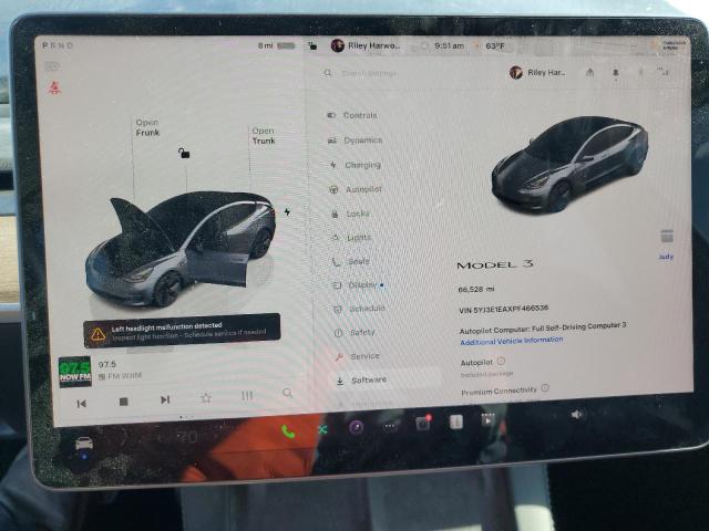 5YJ3E1EAXPF466536 - 2023 TESLA MODEL 3 GRAY photo 9