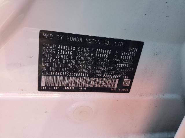 JH4KC1F52LC000494 - 2020 ACURA RLX TECHNOLOGY WHITE photo 13