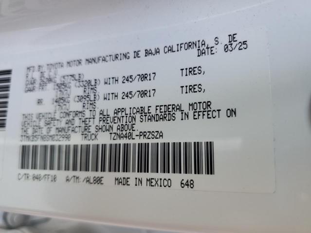 3TMKB5FN8SM032990 - 2025 TOYOTA TACOMA DOUBLE CAB Biały zdjęcie 12