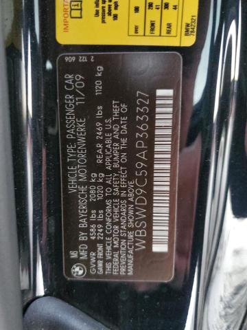 WBSWD9C59AP363327 - 2010 BMW M3 BLACK photo 12