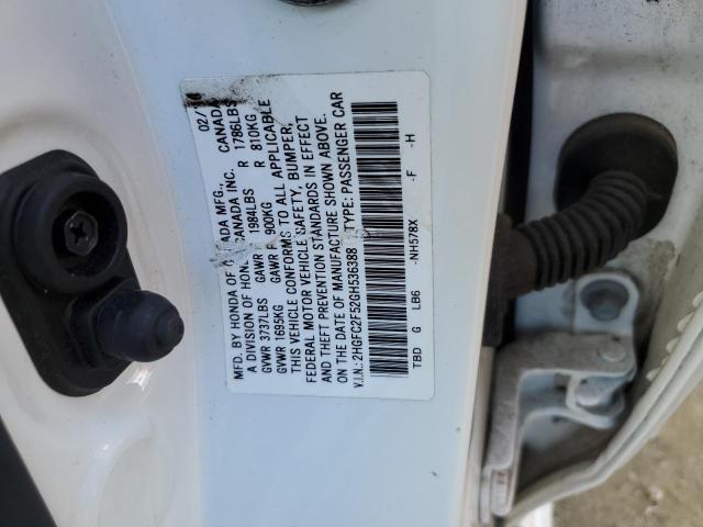 2HGFC2F52GH536388 - 2016 HONDA CIVIC LX WHITE photo 12